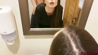 Petite teen Natalissa got banged in the restaurant toilet on the first date