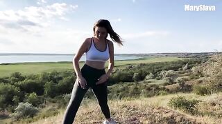 Fit girl gets fucked outdoors during her training session