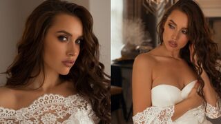 A hot bride ran away from the wedding, meeting a stranger in POV style