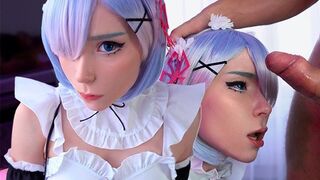 Kawaii maid gives deepthroat blowjob to her boss in this hot scene