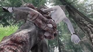The Dark Elf is having fun with a massive Troll cock