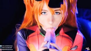 Asuka Langley’s sloppy blowjob and hot pussy creampie action