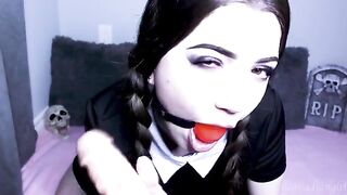Wednesday Addams gets her pussy stuffed with a big toy and cum - lilcanadiangirl