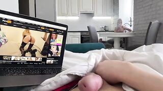 A hot blonde caught me jerking off and offered to give a blowjob