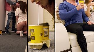 The delivery guy came and the wife got her coffee cum