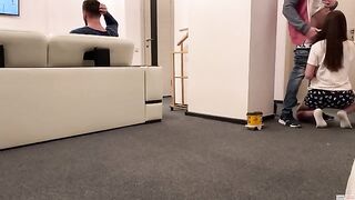 The delivery guy came and the wife got her coffee cum