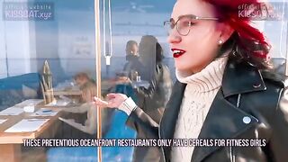 Kiss Cat love breakfast with sausage, outdoor sex with Russian student in public park
