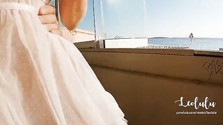 An adventurous couple have sex on the abandoned beach bar