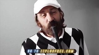 A cute girl is trying to get closer to her stepdad by playing golf