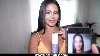 Hot Latina MILF Rose Monroe gets naked for her stepson’s camera to make some money