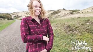 I flashed my big tits on the beach and almost got caught