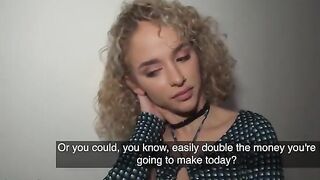 Public Agent Curly haired petite Spanish babe Geishakyd gets fucked in hallway for cash