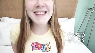 Redhead teen with freckles and red pubic hair gets fucked on cam