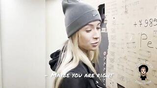Blonde babe sucks her neighbor's cock while her husband watches