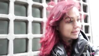 Redhead college girl Ria Red gets fucked on cam by public agent