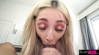 A step sister has a great dick in her mouth shaped like a toy