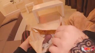 He put his dick in the popcorn for sexy stepmom in a sensual, romantic scene