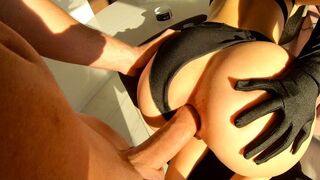 The cute girl is asking for anal sex and she gets it with a huge dick