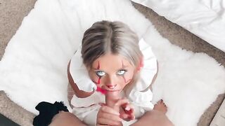 Babe imitated a crazy bitch before the Halloween Party