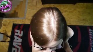 Pervert student gets her glasses full of cum after giving a deepthroat blowjob