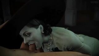 Lady Dimitrescu sucking cock in an animated scene