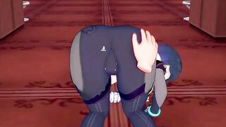 Hentai Genshin Impact Yelan fucks a beautiful babe in doggy style