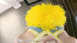 Cute cheerleader girl fucks her boyfriend with a facial finish