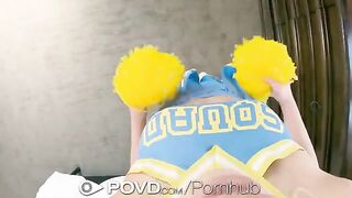 Cute cheerleader girl fucks her boyfriend with a facial finish