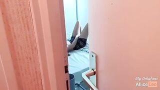 I spy on my stepsister masturbating, then I offered her my cock and she accepted!