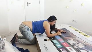 A stepson fucked his stepmom through a box, she didn’t suspect a thing