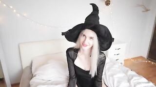 A cute witch in stockings got fucked on Halloween and received a hot load