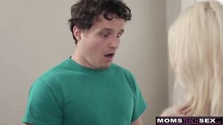 A hot MILF fucks her stepson and tucks him in, his favorite fantasy
