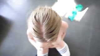 A sweet and sweaty teen gets fucked hard by her gym crush in a steamy session