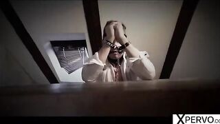 Two step sisters are sharing a sex slave in an intense scene