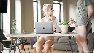 Eva Elfie seduced a guy during a Zoom class and got fucked hard