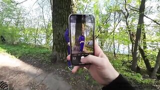 A guy gave a blowjob to his girlfriend in the public place
