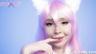Neko girl deepthroats and gets her asshole filled with cum in this hot scene