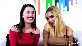 Two cute girls share cock of Nico Nice in steamy threesome