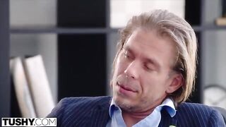 A hot temp named Hazel is getting screwed by her boss in hardcore action