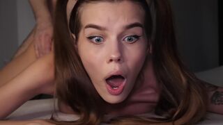 Petite teen gets her asshole gapped by a huge cock in intense anal sex