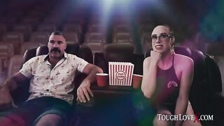 The girl is alone in the theater with her stepson
