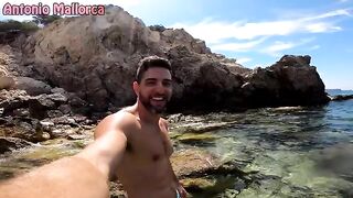Skinny teen gets fucked outdoors on the nude beach by horny Spanish guy