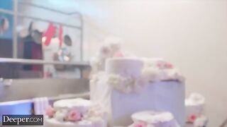 The baker competed, showcasing her skills in a steamy kitchen encounter