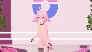Hentai VTuber tries anal sex for the first time with a butt plug