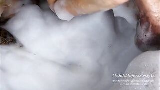 Horny blonde fucks with her boyfriend in the bathtub, showing off her tight pussy that makes him cum quickly