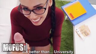 Andreina DeLuxe lets student Jordi fuck her for cash in steamy scene