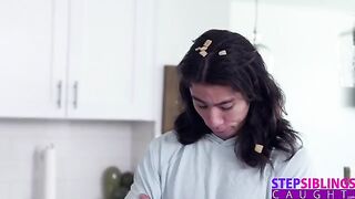 The guy fucks with a steamy stepsister in the kitchen