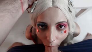 Crazy bitch Harley Quinn getting fucked with a butt plug