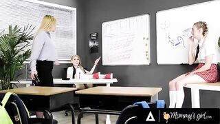 The teacher forced the naughty student to engage in intimate acts with her bestie
