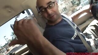 A babe got fucked in the backseat of a car, her mouth filled with cum